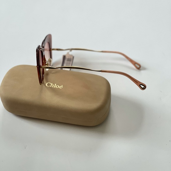 Chloe Cat Eye 63mm Peach Red Sunglasses New With Tag / Case & Cleaning Cloth - Picture 5 of 14